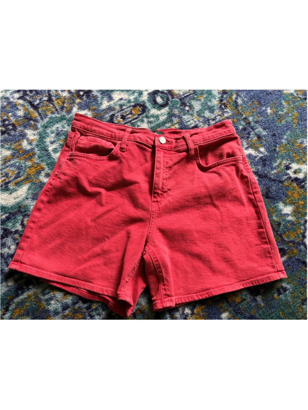 Just Black Denim Women's Red Denim Shorts Size M Classic Five-Pocket Stretch